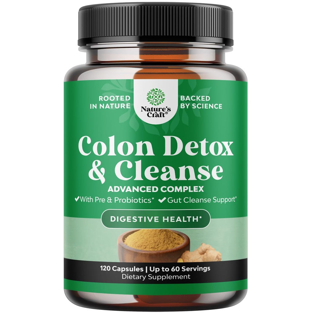 Herbal Colon Cleanse for Women & Men - 15 Day Gut Cleanse Detox for Women & Men with Senna Leaf Cascara Sagrada & Psyllium Husk for Fasting Acting Relief - 3rd Party Tested Made in The USA - 120 Count