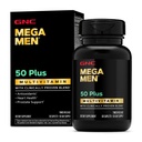 GNC Mega Men 50 Plus Multivitamine Caplets, Klinisch bewezen, Hart & Prostaat Gezondheid, B Vitaminen, Zag Palmetto, Geheugen, Vitamine D-3, 60 Tellen