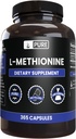PURE ORIGINEEL INGREDIËNTEN L-Methionine (365 capsules) Geen Magnesium of rijstvullers, altijd zuiver, lab geverifieerd