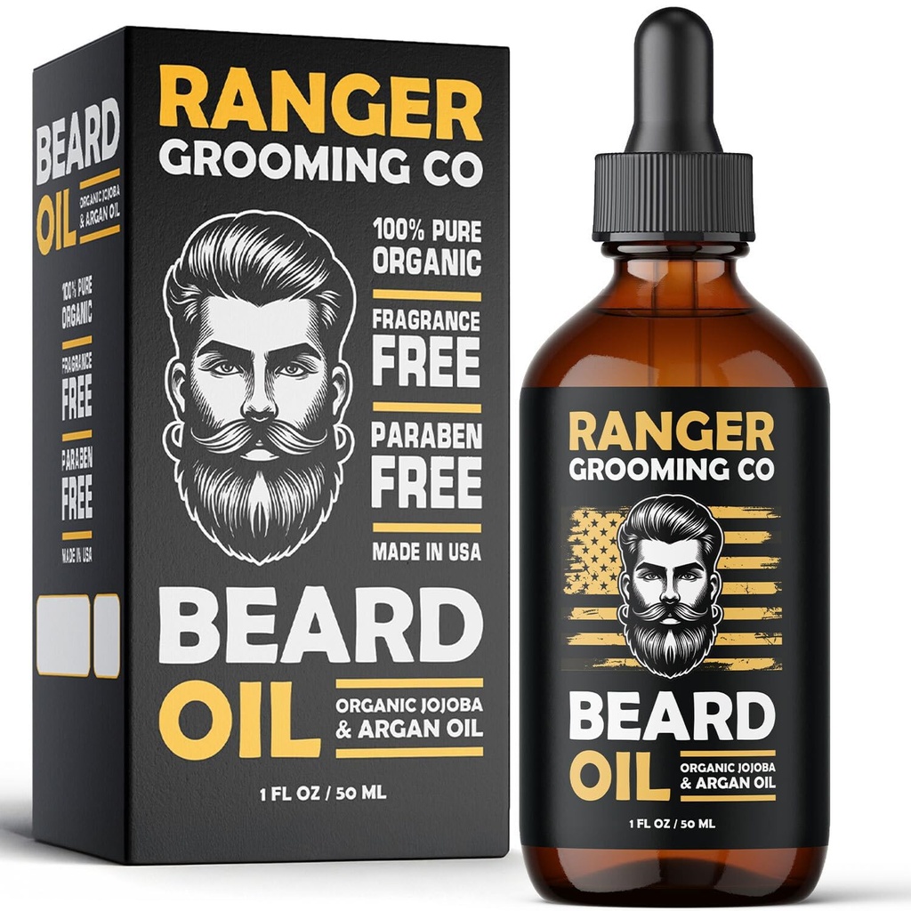 Leven Rose Beard Oil for Men and Baard Softener 100% Pure Natural for Bearded Men, Mustaches, and Moisturized Skin 1 oz by Ranger Grooming Co
