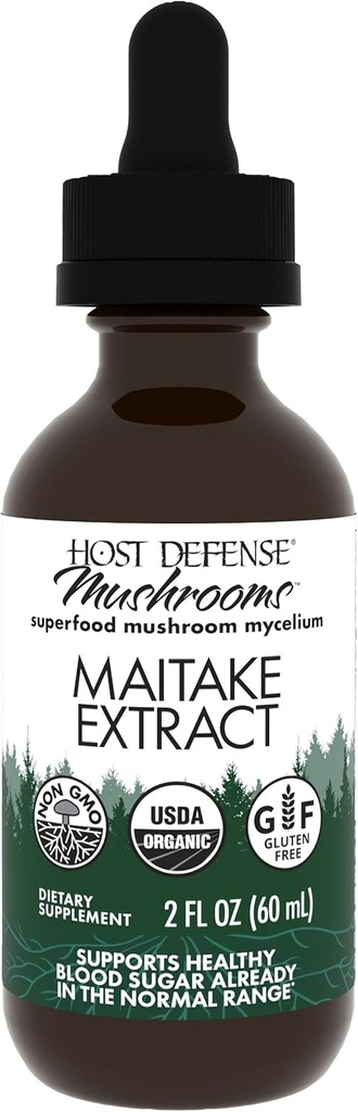 Host Defense Maitake Extract - Immune & Cellular Health Support - Herbal Supplement with Maitake Mushroom & Mushroom Mycelium - Liquid Supplement - 2 fl oz (60 Servings)