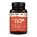 Dr. Mercola Vitaminen ADK, 30 porties (30 capsules), Dieetsupplement, 5000 IE Vitamine A & Vitamine D3, 180 mcg Vitamine K2, Ondersteunt Immune Health, Niet GGO