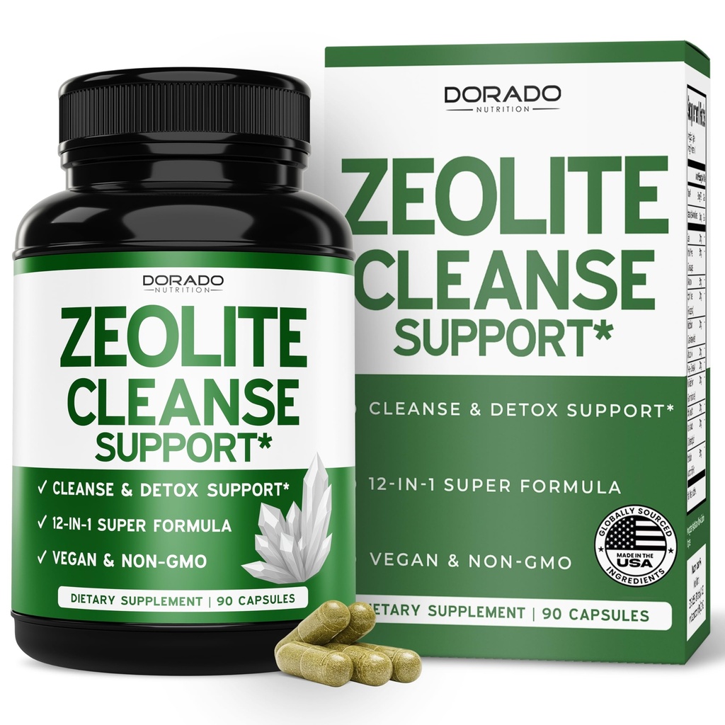 Zeolite Detox for Adults (12 in 1 Formula - Milk Thistle, Alpha Lipoic Acid, N-Acetyl-L-Cysteine, Spirulina Powder & More) Zeolite Cleanse Supplement - Immune Support for Adults - 90 Vegan Capsules