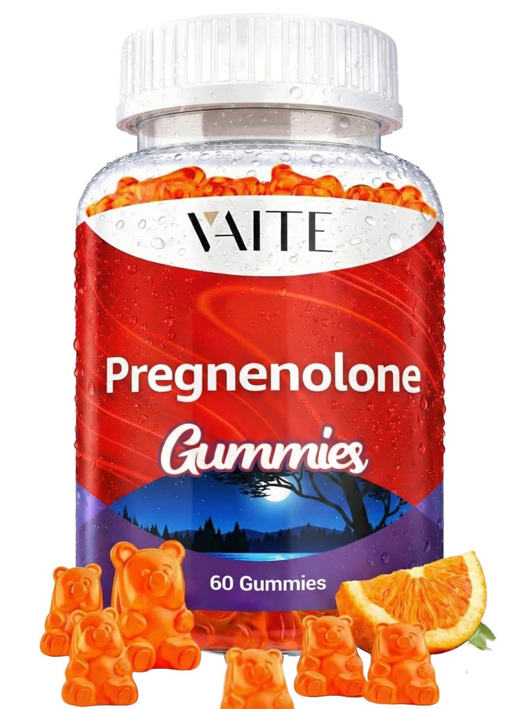 Pregnenolone Memory Supplement for Brain, Hormone Balance for Women and Men, Glycine Supplements, Happy Hormones, Non-GMO, Gluten Free, Cognitive, 60 Vegetarian Seniors and Adult Vitamin Gummies