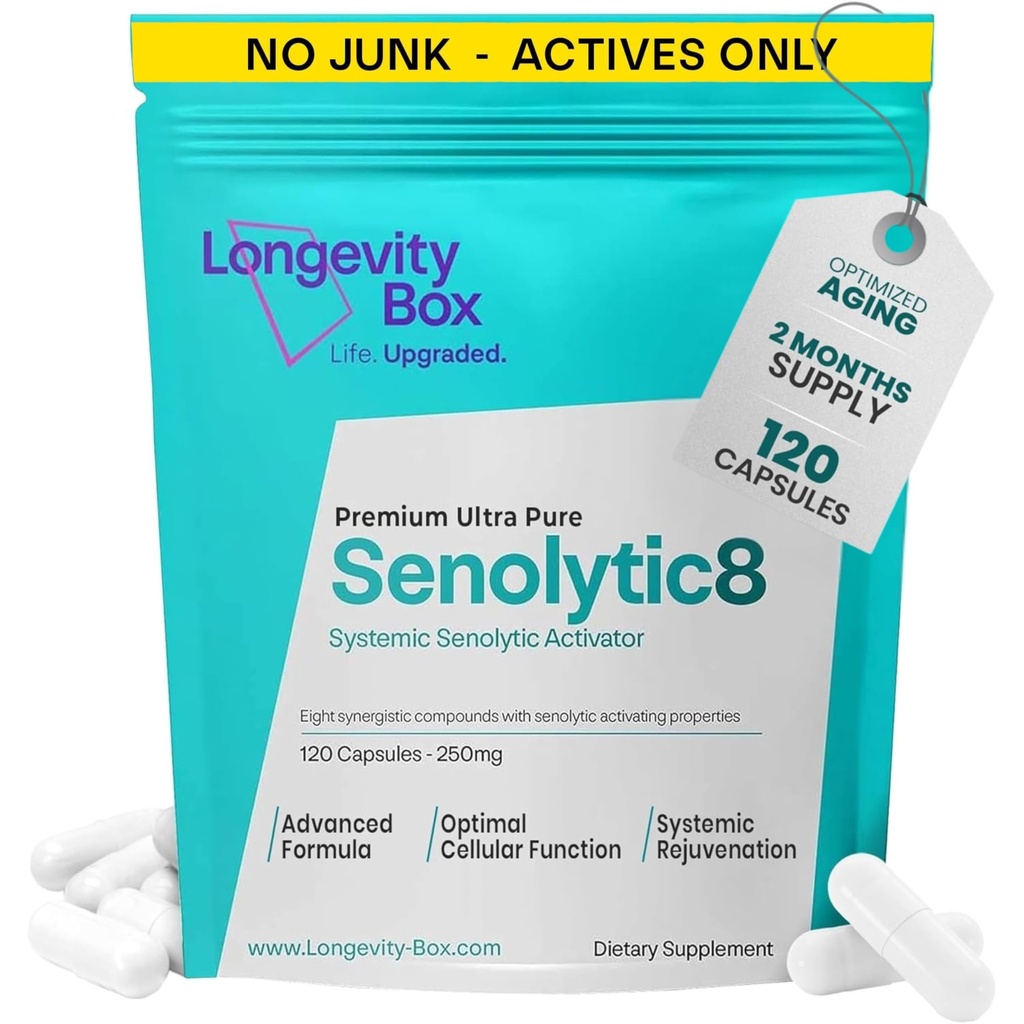 Senolytic Anti-Aging Supplement | Fisetin, Quercetin,NAC, Gamma Tocotrienols | 8-in-1 Cellular Regeneration & Longevity Formula | Boost Energy, Mental Clarity & Healthspan | 120 Vegan Capsules