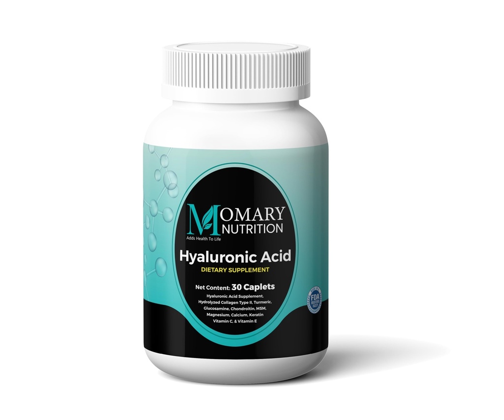Hyaluronzuursupplement, natuurlijke huidhydratatie, geavanceerde gezamenlijke ondersteuning en mobiliteit Booster, Type II Gehydrolyseerde collageen, Kurkuma, Glucosamine, Chondroitin, 30Caplets 850Mg