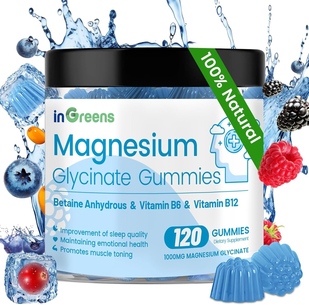 120 Graaf Magnesium Glycinate Gummies 700mg, Kauwbare Magnesium Gummy's voor volwassenen en kinderen, Hoge Absorptie, Slaap, Ontspanning & Focus Support, Non-GMO, Glutenvrije, Gemengde Bessensmaak, 60 dagen levering