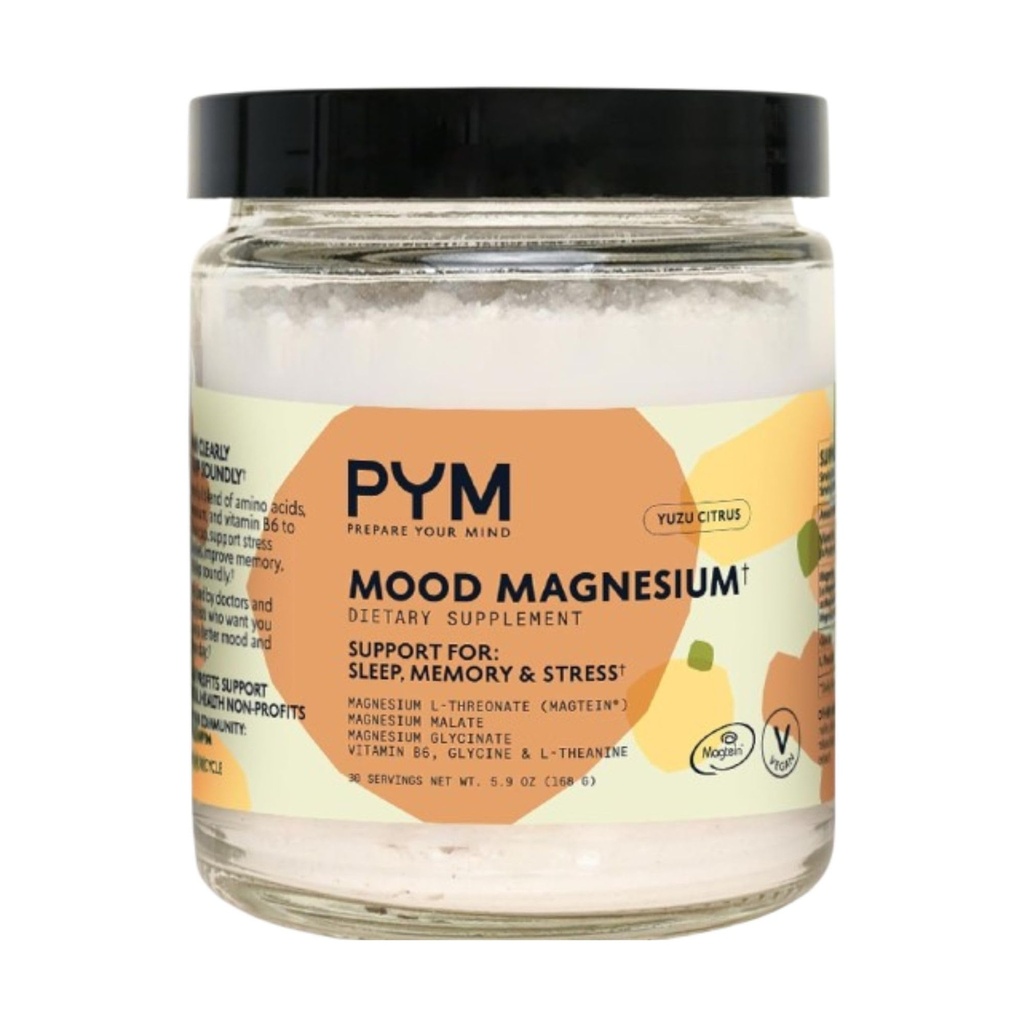 PYM Mood Magnesium Powder (30-Servings) Magnesium Glycinate, L-Threonate & Malate Powder 