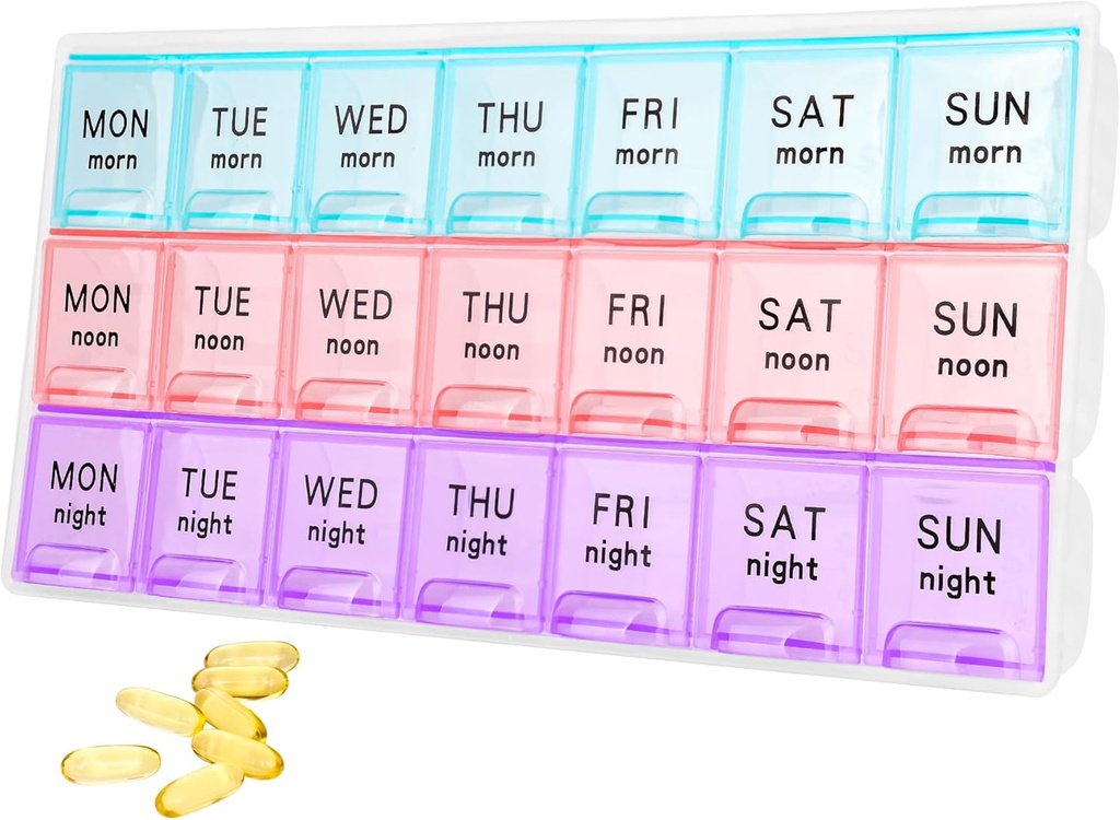 Grote week pil Organizer 3 keer per dag, reis pil gevallen , Moisture-Proof 7 dagen pil Contaner, Medicine pil Organizer, Portable voor pillen vitamine visolie supplementen