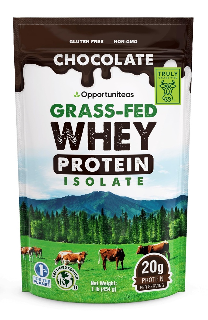 Opportuniteas Poudre Isolée aux protéines de la farine de chocolat - 20g Poudre de protéines sans édulcorants artificiels, vaches heureuses sans hormones, non OGM - 1lb
