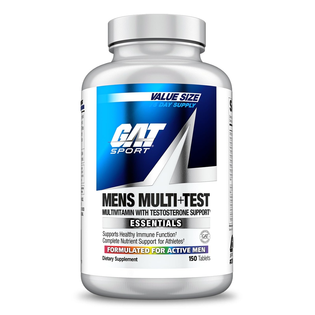 GAT SPORT Men's Multi + Test, Premium Multivitamin Tablets (150 Count)
