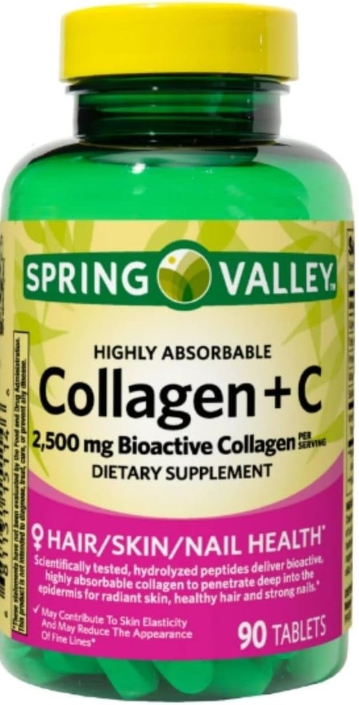 Collagen + C 2,500 mg Bioactive Collagen, 90 Count + vsl Sticker.