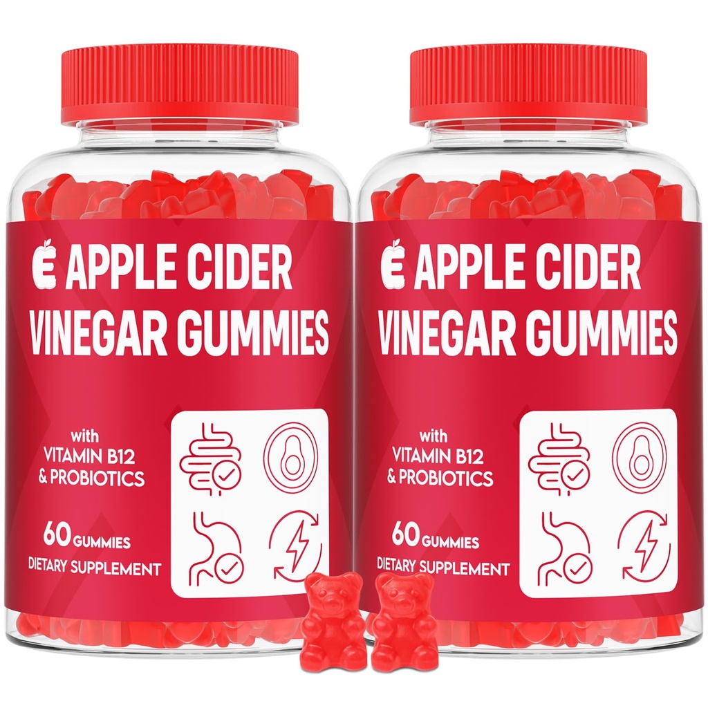 Apple Cider Vinegar Gummies 2000mg, Keto ACV Gummies with Probiotics, Keto Support & B12, Apple Cider Vinegar with Mother for Digestion, Metabolism, Detox & Cleanse - Vegan, Low Sugar, 120 Counts
