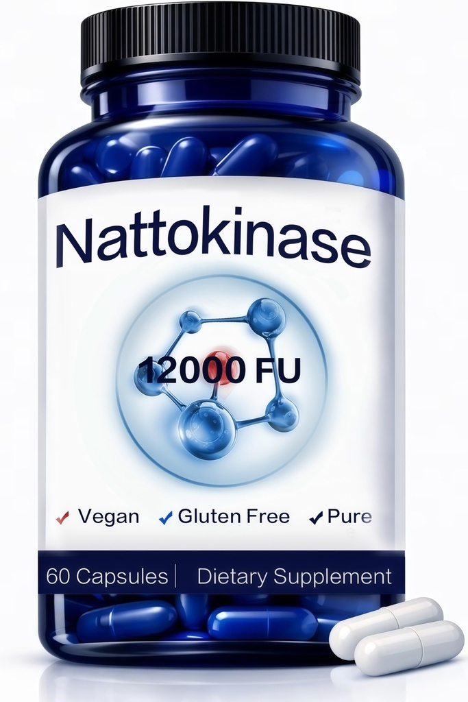Ultimate Nattokinase Supplement with 12,000 FU of Nattokinase, Natural Support for Circulation & Cardiovascular Health, Odorless Fermented Soy Enzyme, Easy Daily Routine, 60 Capsules