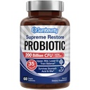 Probiotique pour les hommes et les femmes, 200 milliards CFU 35 souches, prébiotiques + enzymes digestives, Supreme Restore Probiotic Supplement, Upper, Mid, Lower GI Tract Balance, 60 capsules de légumes, 1 mois