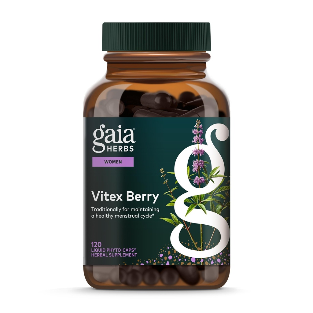 Gaia Kruiden Vitex Berry - Ondersteunt hormoonbalans en vruchtbaarheid voor vrouwen - gezonde progesteron voor de menselijke gezondheid - 120 veganistische caps (60 dagen levering)