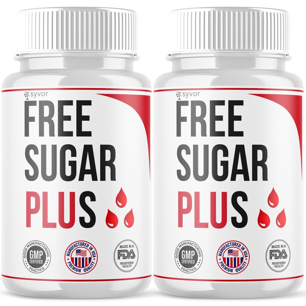 (2 Pack) Free Sugar Plus Capsules, Official FreeSugarPlus Blood Health Pills With All Natural Ingredients, Free Sugar Plus Optimal Wellness Support with Premium Vitamins for Women & Men (120 Capsules)