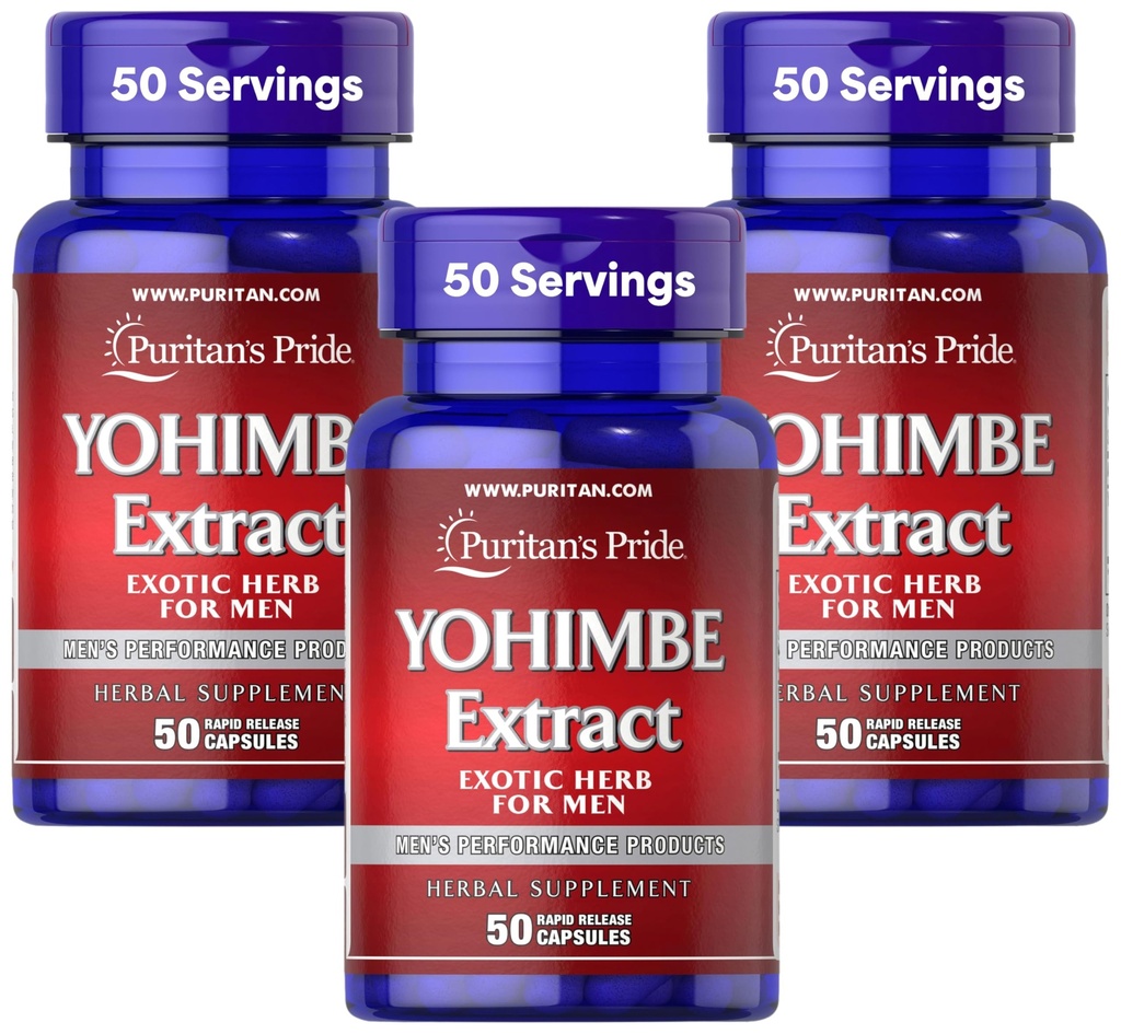 Puritan's Pride Yohimbe 1000 Mg, 50 Tel, plantaardige cellulose, Gelatine (verpakking van 3)