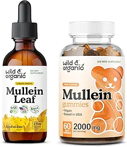 Wild & Organic Mullein Tincture 2 fl oz & Mullein Gummies 60 Tel.