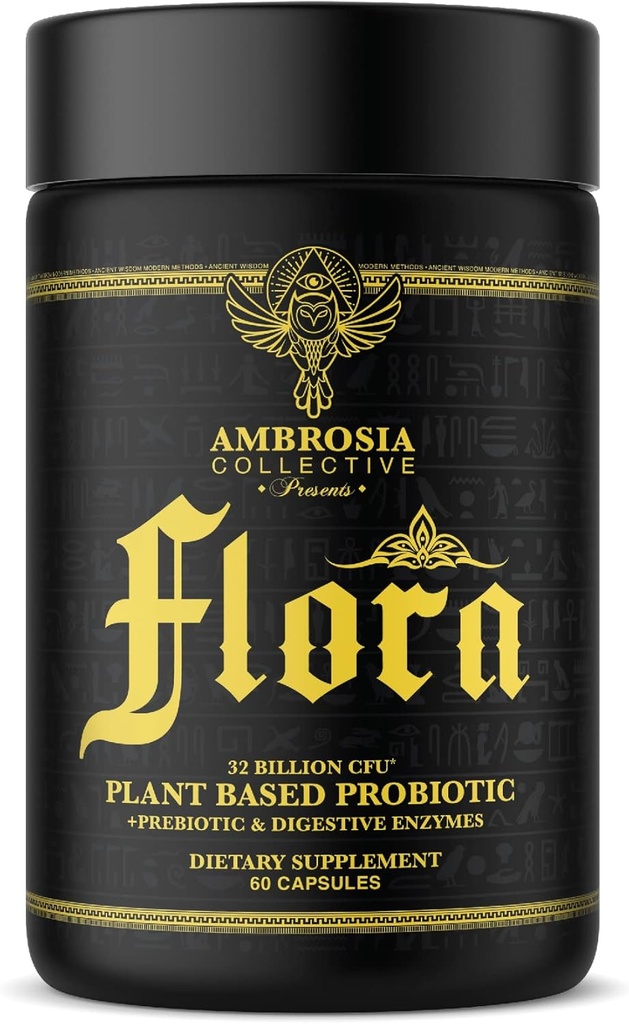 Ambrosia Flora Digestieve Enzymen met Probiotica en Prebiotica, Plant Based Gut Health Supplement, 32 Miljard CFU, Vegan Probiotic voor Digestieve Gezondheid (30 porties)