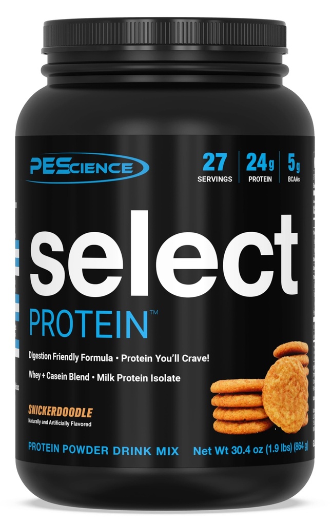 PEScience Select Protein Powder, Wei en Caseïne Blend, Clean Protein Powder for Women and Men, Low Calorie, Low Carb, Keto Friendly, Glutenvrij - Snickerdoodle - 27 Servers