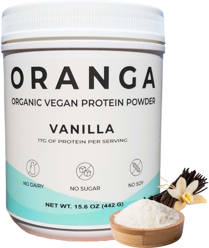 Organic Plant-Based - Riz, pois, poudre de protéines de graines de citrouille - Vanille - Enzymes digestifs inclus, Pas d'additifs, Sans laiterie, Sans soja, Amies des enfants, Sans gluten, Sans OGM - 17 portions (442g)