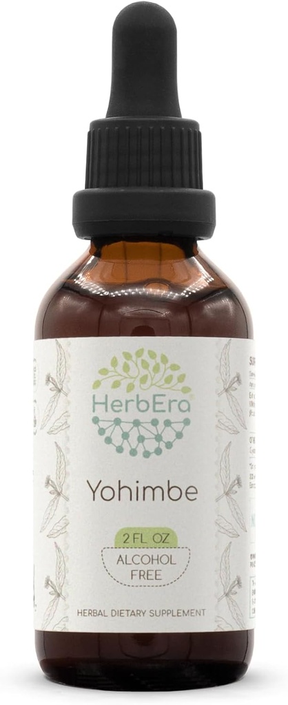 HerbEra Yohimbe B60 Alcoholvrij Kruidenextract Tinctuur, Wildcrafted Yohimbe (Pausinystalia yohimbe) Gedroogde Bast (2 fl oz)