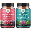 Ensemble de complément à la ménopause pour les flashs chauds avec Dong Quai Vitex Chaste Berry & Black Cohosh and Liver Support NAC - Thistle Lait N Acétyl Cysteine avec Turmeric, Choline, Dandelion & L-Glutathion