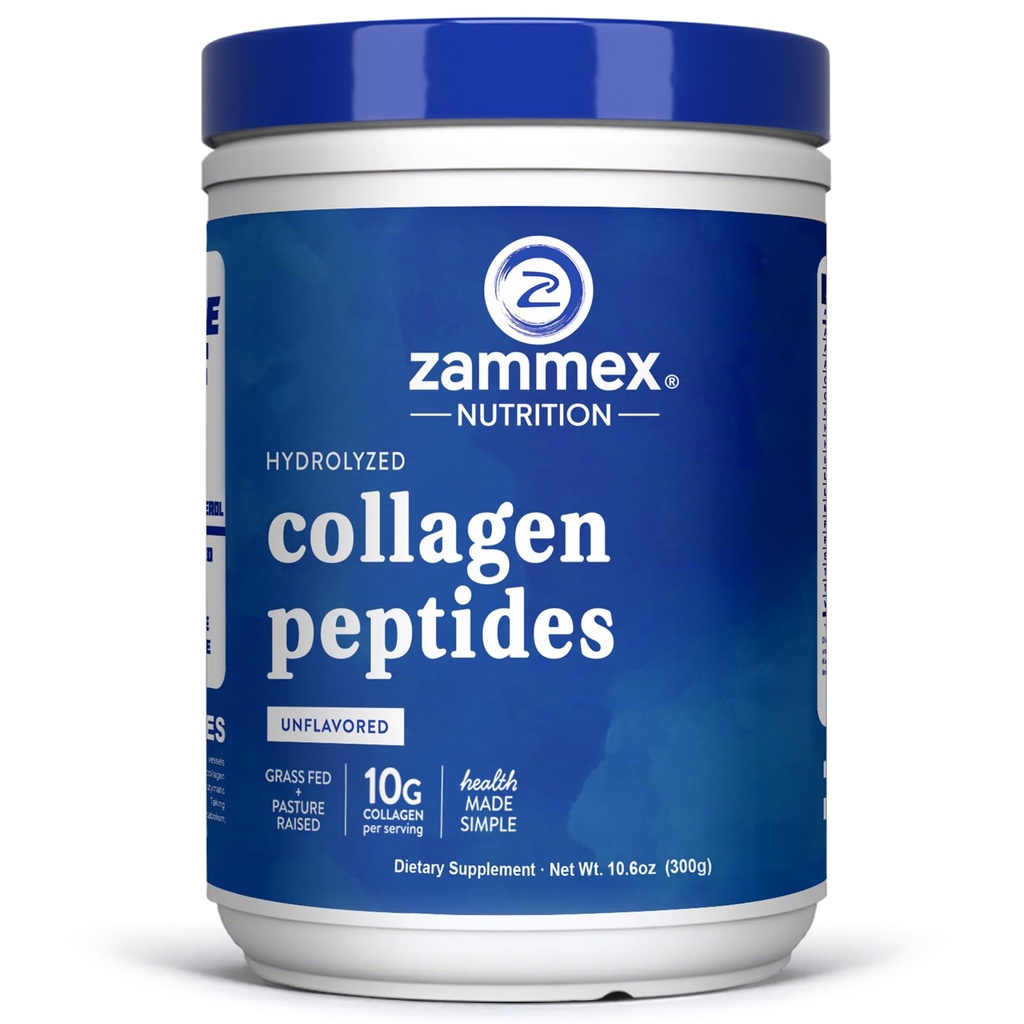 Zammex Premium Collagen Peptides Powder, Hydrolyzed Collagen Peptide, Support for Hair Skin Nails, Joints Health, Grass Fed, Non-GMO, Keto Friendly, Gluten-Free, Easy to Digest, 30 Servings