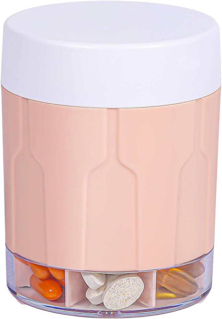 Betife Extra Large Supplement Organizer,Weekly pil Organizer Bottle, Daily Pill Dispenser met 7 grote afdelingen, Organisator om 7 dagen vitamine medicatie, 21 etiketten en een schoonmaakborstel(Pink)