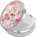 Boîte à pilules Nipichsha, petit cas de pilule pour la purse et la poche, Mignon organisateur de médecine de voyage, porte-conteneur de médicament portable pour tenir les vitamines, médicaments, huile de poisson et suppléments, fleurs rose aquarelle