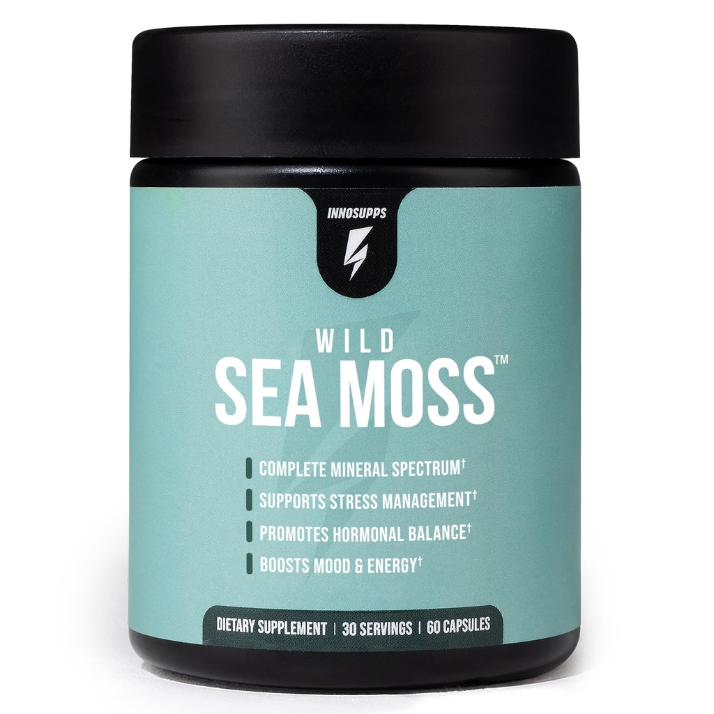 InnoSupps Wild Sea Moss Capsules - Immune Support Supplement for Vitality and Gut Health - Daily Vitamins for Men and Women (30 Servings)
