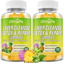 Lever Reiniging Detox & Reparatie Gummies met melk distel 3000mg, 24-in-1 Lever Gezondheid Supplement met Dandelion, Artichoke, Suikervrije lever Detox Gummies, Ananas smaak - 120 Tellen
