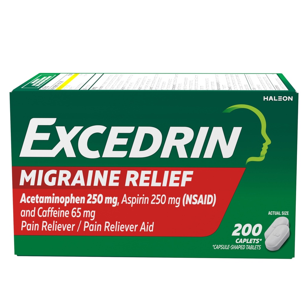Excedrin Migraine Relief Caplets om Migraine symptomen te verlichten - 200 Tel.
