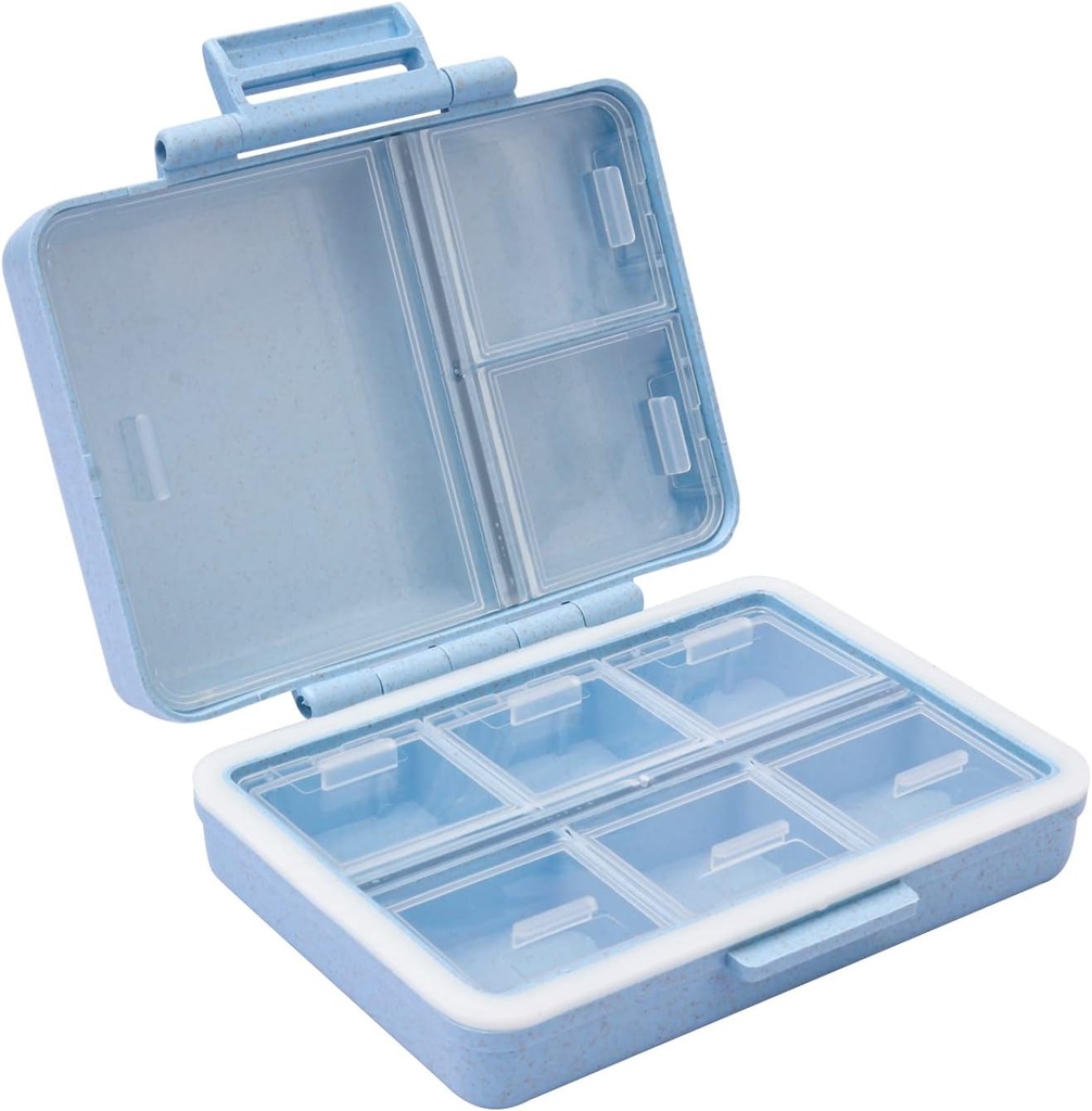 Reizen pil Organisator Case Pocket Container, 9 Compartments Dagelijkse pil geval voor Vitamine/Visolie/Suplements Houder Container Blauw