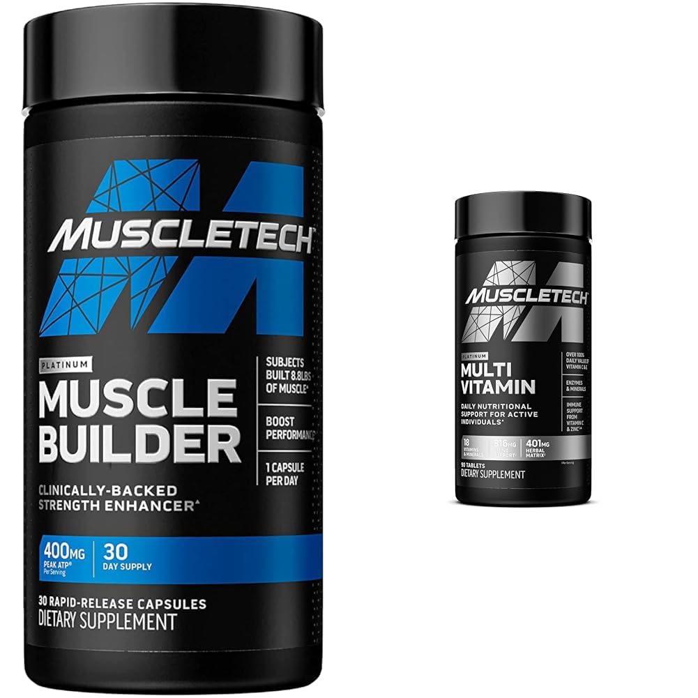 MuscleTech Muscle Builder with Peak ATP for Strength, Multivitamin for Immune Support, 90 Vitamins & Minerals