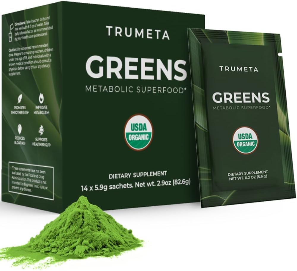 Greens Powder Travel Packs - 14 Serves for Memory, Digestie I Best Taste Super Greens Powder with Organic Spirulina, Goji, Beetroot, Pomegranate I Vegan, Non-GMO