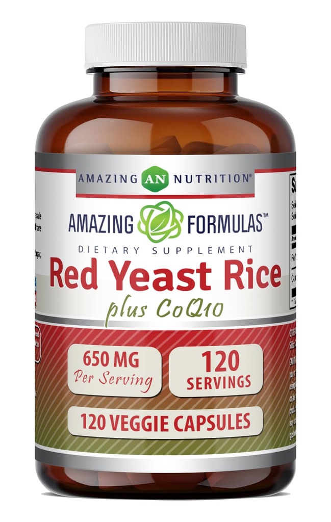 Verbazingwekkende Formules Rode Gist Rijst 600 Mg Plus Co Q-10 50 Mg 120 Vegetarische Capsules