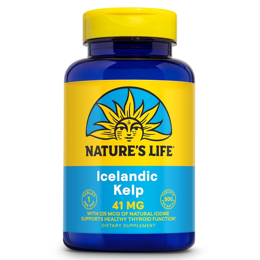 Leven IJslands Kelp 41 mg tabletten - Jodiumsupplement en schildklierondersteuning - Glutenvrij, niet-GMO Groen Superfood - 60 dagen garantie - 500 porties, 500 tabletten