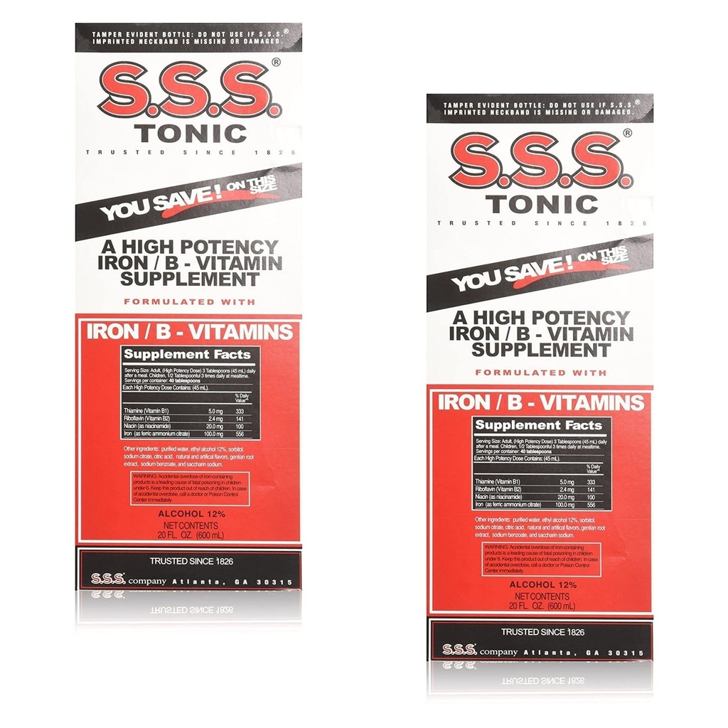 S.S.S. Tonic Iron and Vitamin B Supplement Liquid, Large 20 oz (pack of 2)
