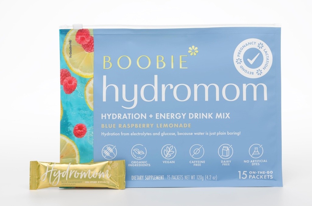 Boobie Hydromom Superfood Electrolyte Drink Mix, Blue Raspberry Lemonade (Lémonade bleue de la framboise) Refraîchissement de l'énergie et de l'hydratation Boost pour les mamans