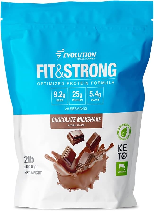 Evolution Advance Nutrition Fit & Strong - Pure Whey Protein Powder met BCAA, 100% Grass-Fed, Quick Absorbing en Fast Digesting voor optimale spierherstel, natuurlijke smaak 2 Pounds (Chocolate)