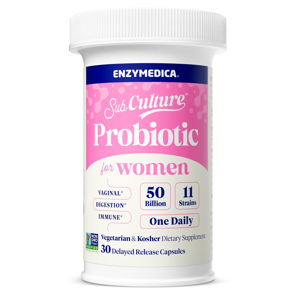 Probiotiques de sous-culture d'enzymes pour la santé vaginale et urinaire des femmes, 50 milliards d'UFC, soutient la santé immunitaire + la santé digestive et la régularité, 30 comtes