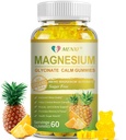 Magnesium Glycinate Gummies 400mg, Suikervrij Magnesium Taurate, Malate Supplement met vitamine D, B6, CoQ10 voor ontspanning, stressverlichting, spier, bot & slaap ondersteuning- 60 Ananas Gummies