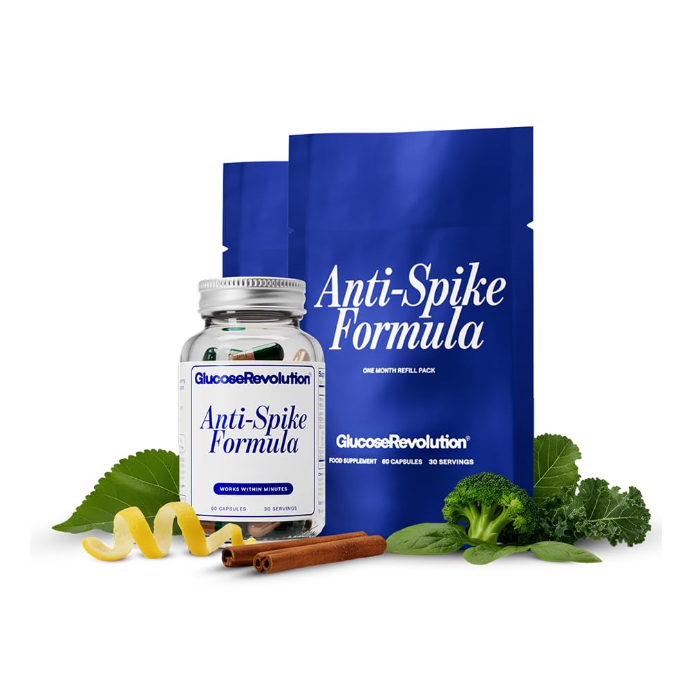Anti-Spike Formula by The Glucose Goddess - 3-Month Supply (1 Bottle + 2 Refill Pouches), Supports Healthy Blood Sugar Levels Already Within Normal Range, Vegan, Gluten-Free