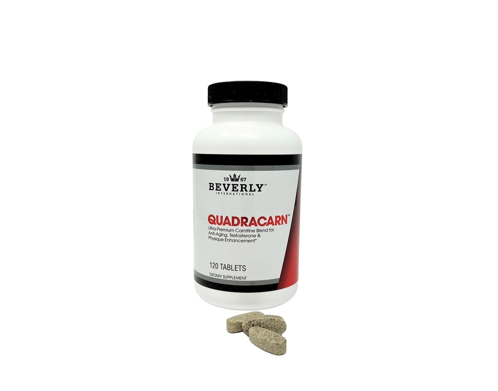 Beverly International Quadracarn 4X-Potency, Lab Tested Ultra-Premium Carnitine Blend for Fat Loss, Muscle Définition, Métabolisme, Mood, Energy Boost, Anti-Aging, Cerveau Fonction. 120 comprimés.