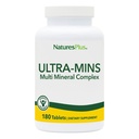 NaturesPlus Ultra-Mins - 180 Comprimés - Complexe Multi Minéral avec Calcium, Fer, Magnésium et Zinc - Vegan, Sans gluten - 90 portions
