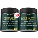 Ensemble 5in1 Ginger Supplément et 6in1 Capsules de racine de betterave - Soutient la santé cardiaque, immunitaire et digestif