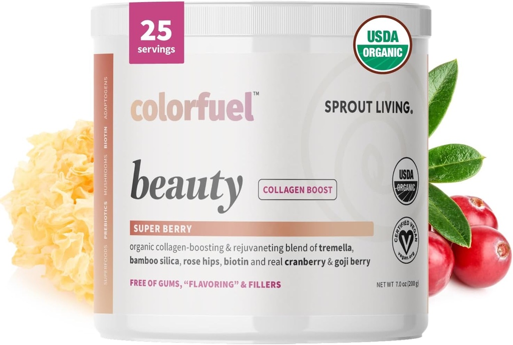 Sprout Living, Colorfuel Beauty Powder Drink Mix, Biologische Superfoods + Adaptogenen 