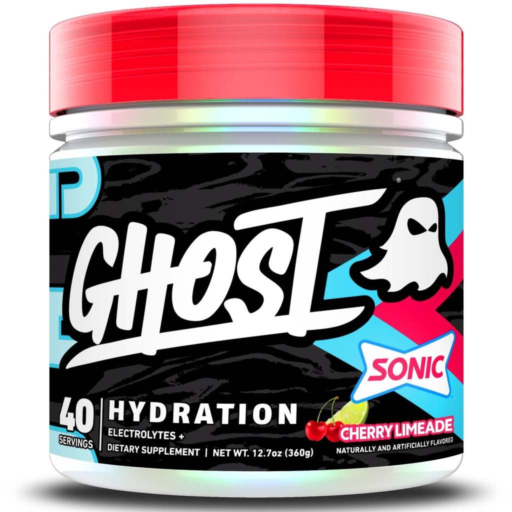 GHOST Hydration Tub, Electrolyte Powder, Sonic Cherry Limeade - Sugar Free Instant Electrolyte Drink Mix - Caffeine-Free Daily Hydration & Immune Support with Clean Formula - 40 Servings